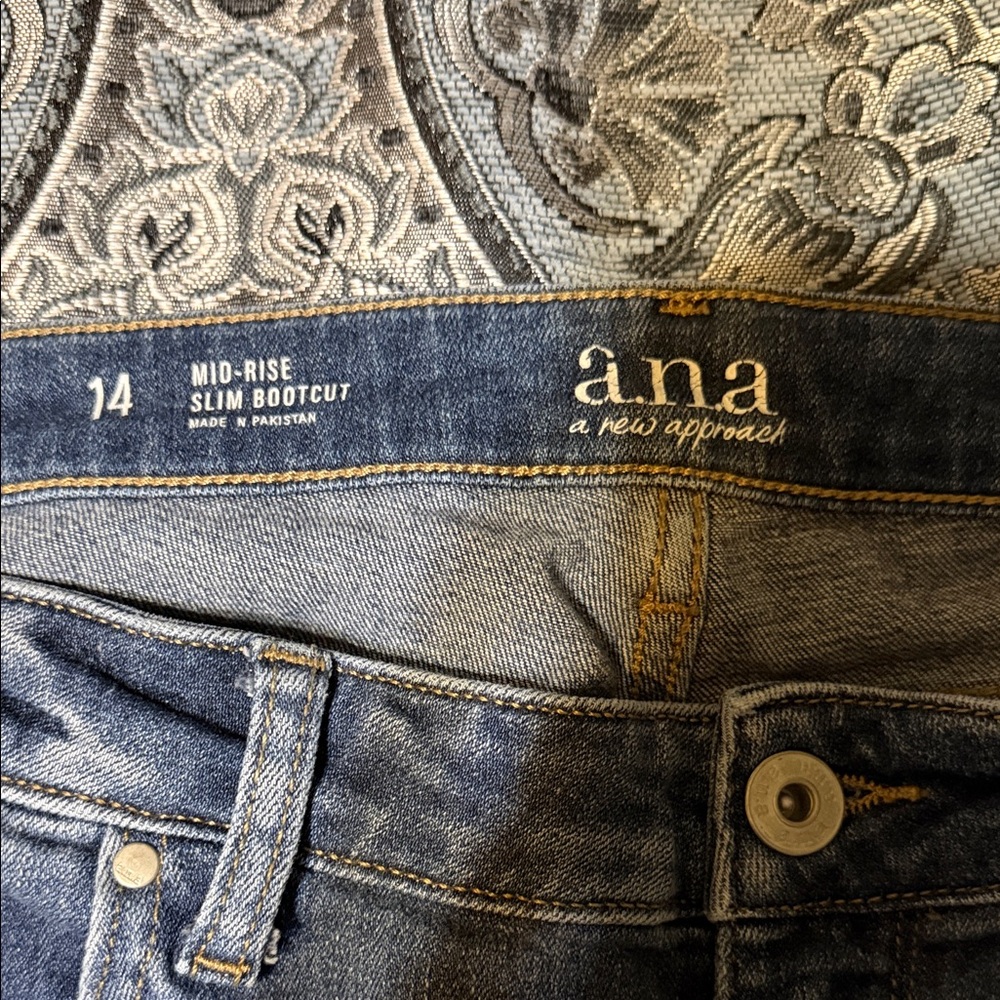 a.n.a Mid-Rise Bootcut Jeans - Dark Blue